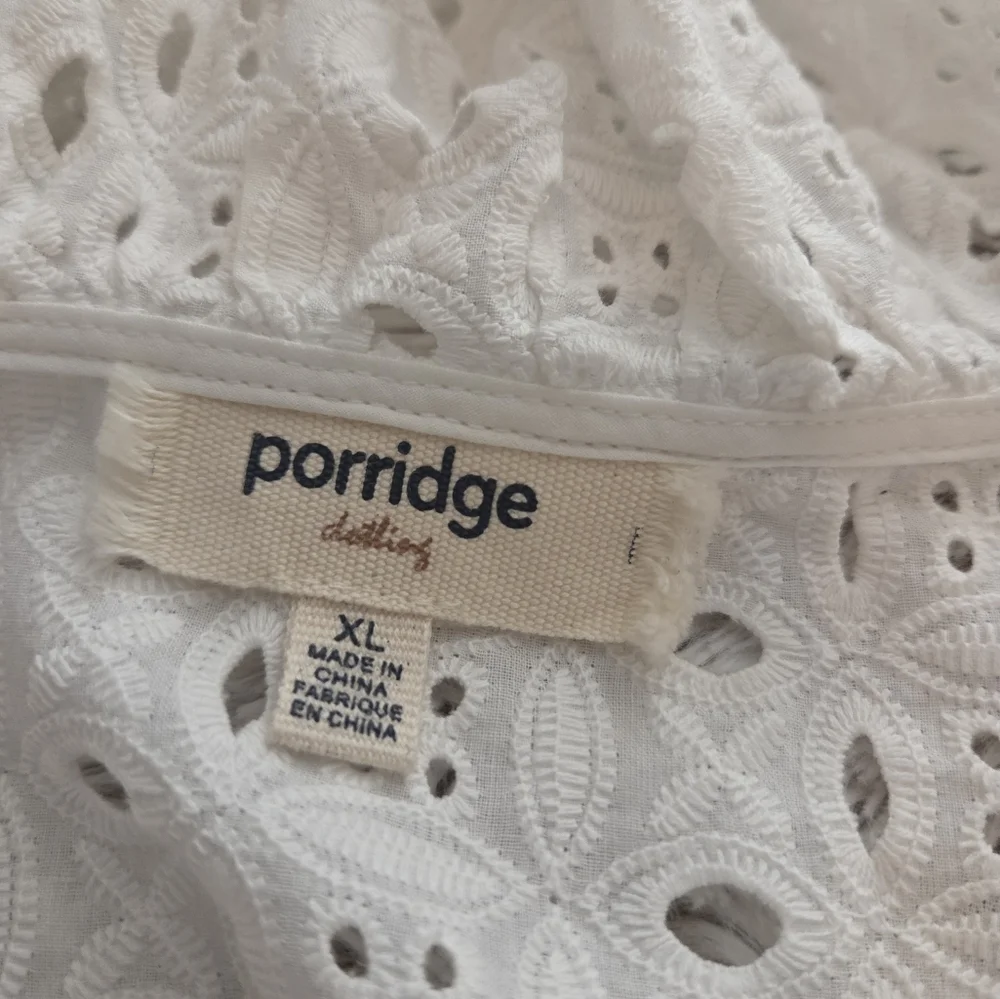 Anthropologie White Eyelet Ruffle Blouse